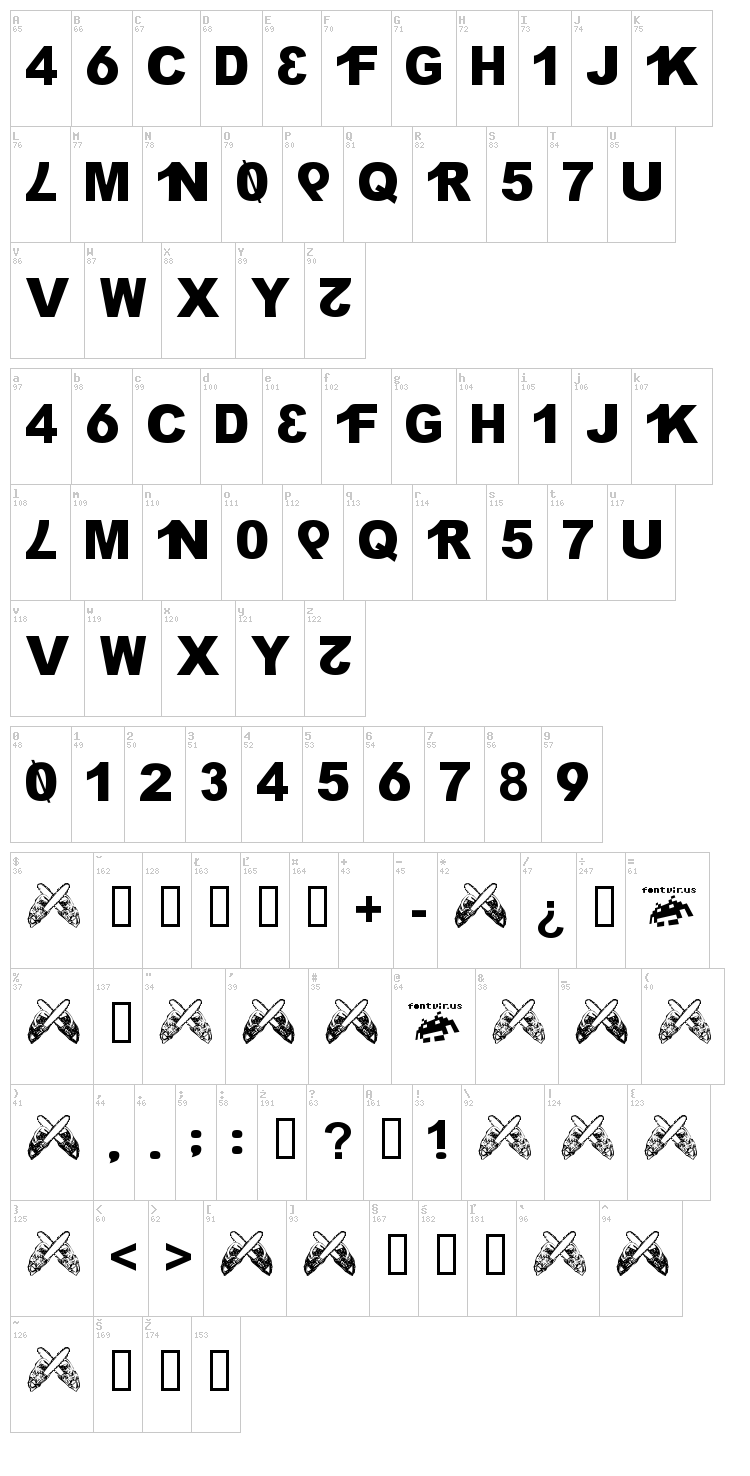 H4XX0R font map